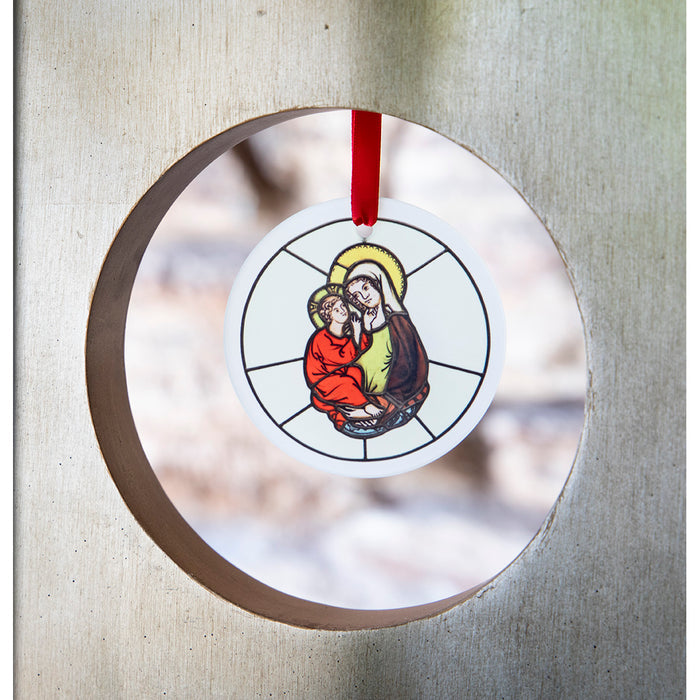 The Virgin and Child Stained Glass Ornament