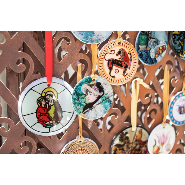 Collection of Porcelain Ornaments on a Metal Fence
