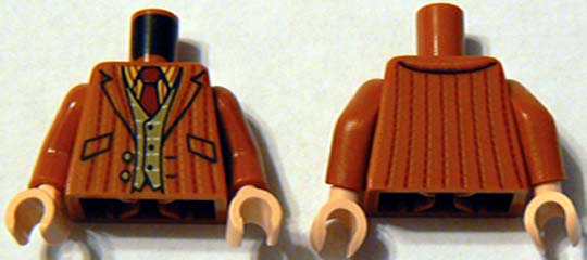 Torso Harry Potter Pinstripe Suit Jacket, Dark Tan Vest and Red Tie Pattern / Dark Orange Arms / Light Nougat Hands