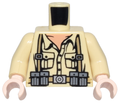 Torso Indiana Jones Open Collar Shirt, Ammo Belt & Suspenders Pattern / Tan Arms / Light Nougat Hands