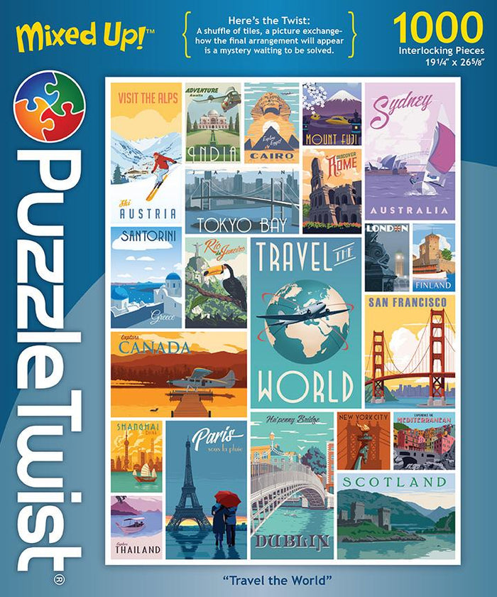 Travel the World 1000 Piece Puzzle Twist Jigsaw Puzzle - Quick Ship - Puzzlicious.com