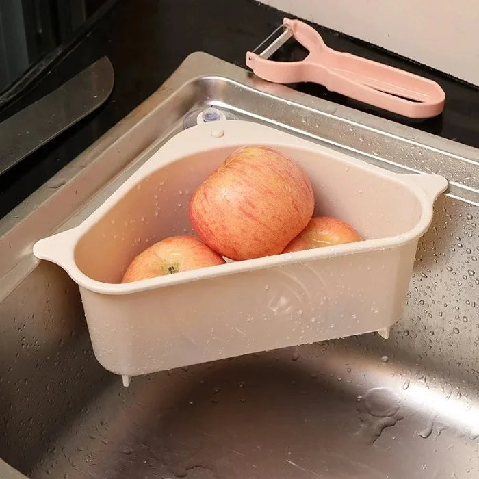 Triangle Shape Sink Drain Storage Rack | Corner Kitchen Sink Strainer Basket & Multipurpose Drain Organizer (Random Color-Pack of 1)