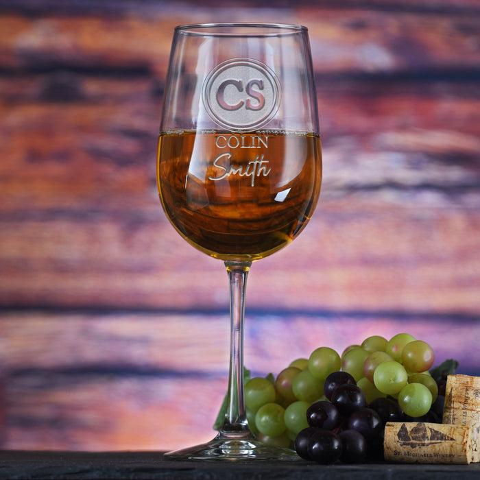 Two Monogram, Engraved, Wine Glass Gift