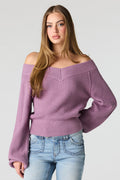 V-Neck Off Shoulder Sweater