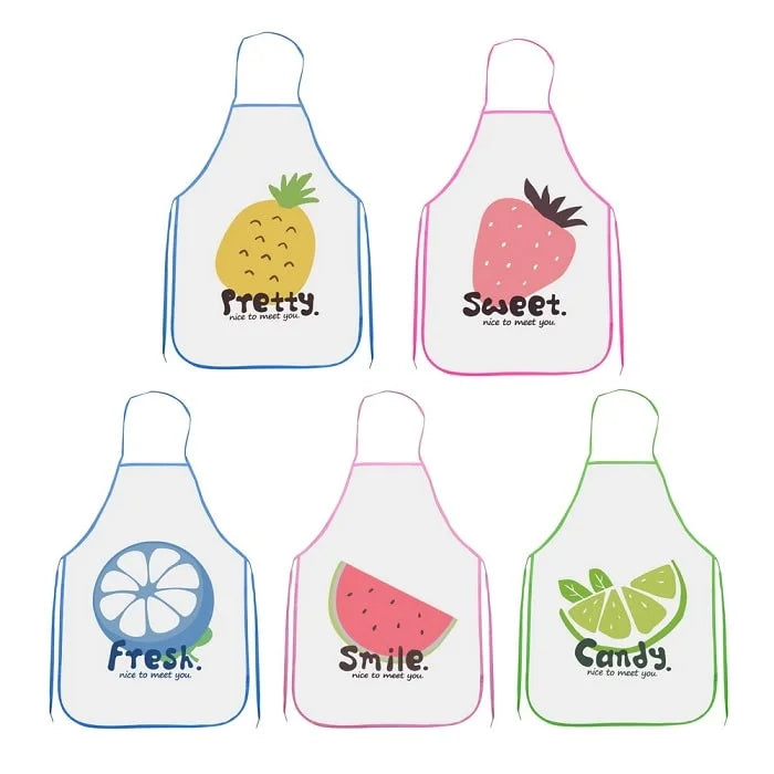 Waterproof Fruit Print Apron – Cooking, Baking & Cleaning Protection (Random color- Pack of 1)