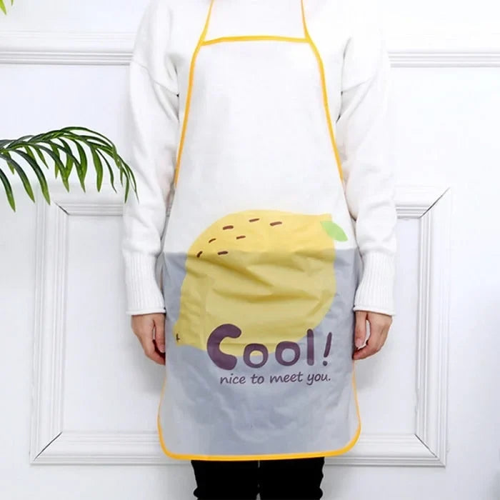 Waterproof Fruit Print Apron – Cooking, Baking & Cleaning Protection (Random color- Pack of 1)