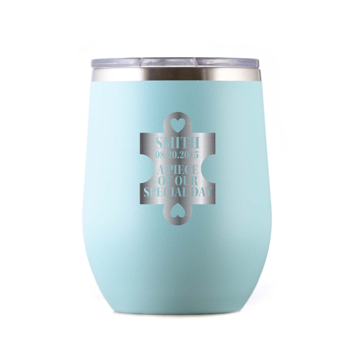 Wedding Day Puzzle Piece, Stemless, Wine Tumbler Favor