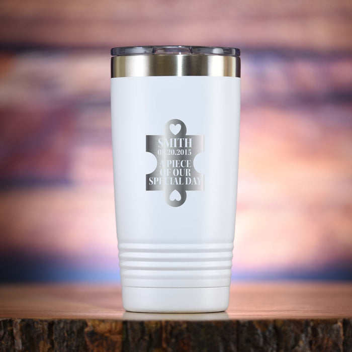 Wedding Day Puzzle Piece Travel Tumbler Favor