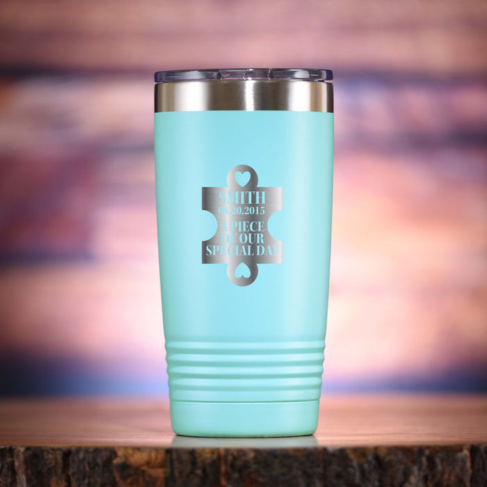 Wedding Day Puzzle Piece Travel Tumbler Favor