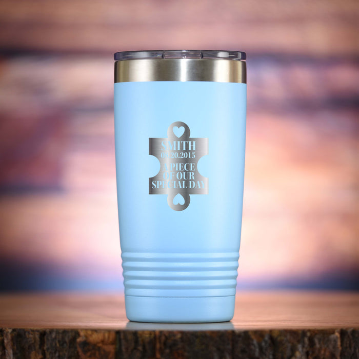 Wedding Day Puzzle Piece Travel Tumbler Favor