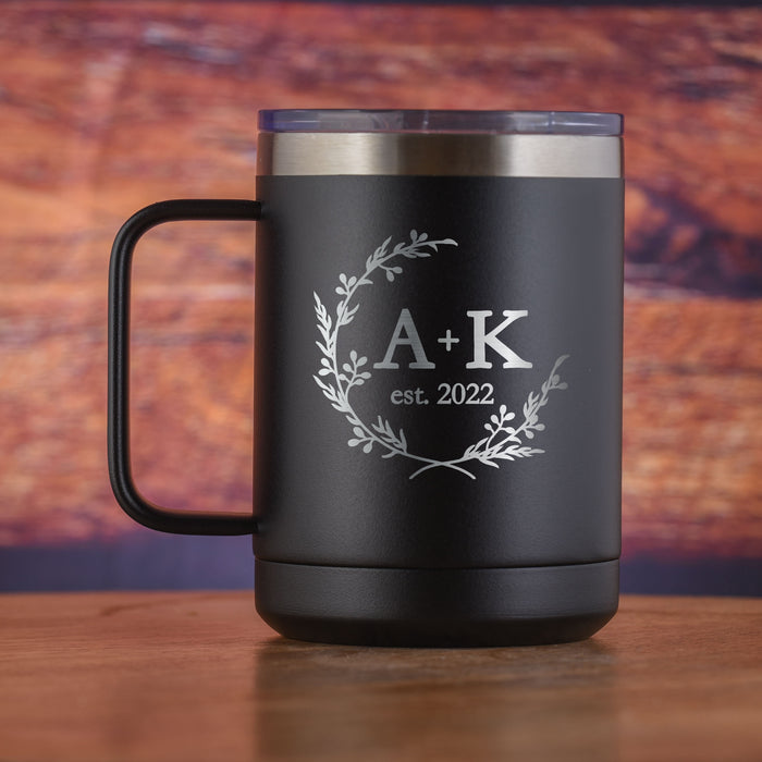 Wedding Favor, Coffee Travel Tumbler With Handle