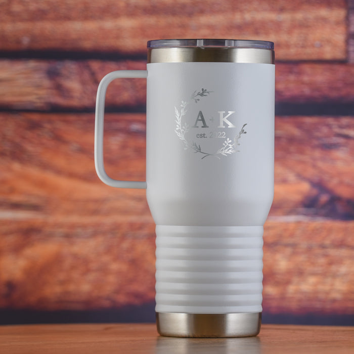Wedding Gift, Travel Tumbler With Handle