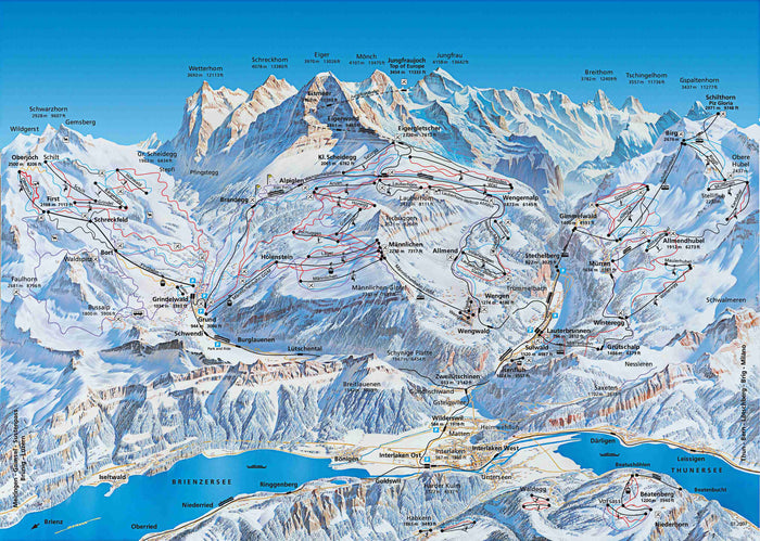 Wengen Piste Map, Switzerland