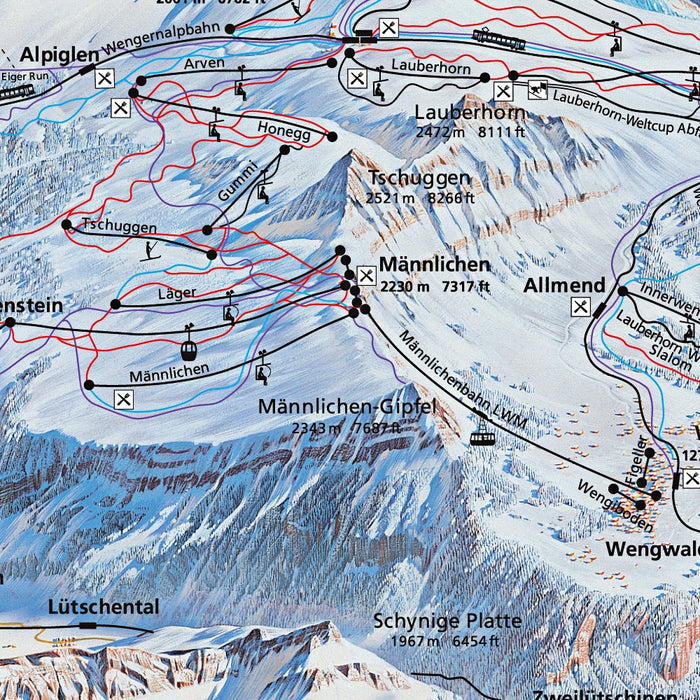 Wengen Piste Map, Switzerland