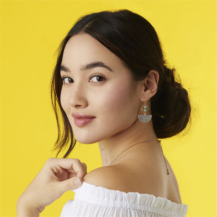 Whispers Duo Shape Mixed Metal Dangle Earrings