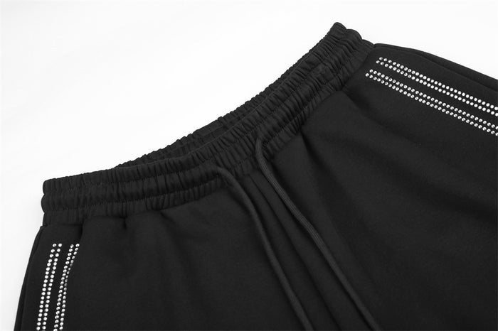 Wide-Leg Rhinestone Letter Sweatpants – Oversized Streetwear Jogger Pants for