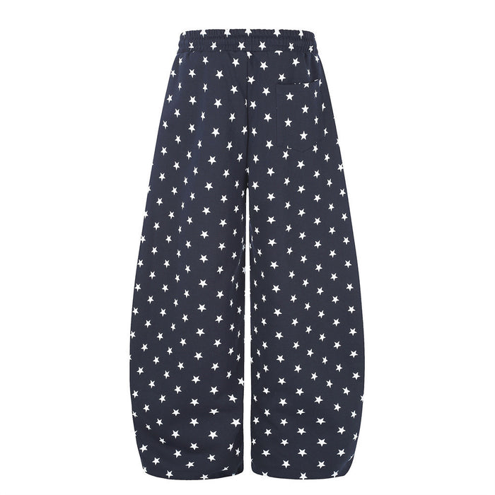 Wide-Leg Star & Letter Print Pants – Men's Hip-Hop Streetwear Baggy Fit