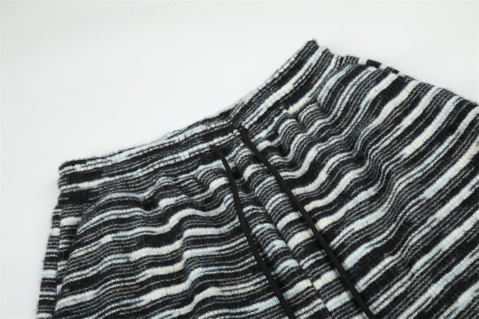 Wide-Leg Striped Cargo Pants – Relaxed Fit Multi-Pocket Streetwear Trousers