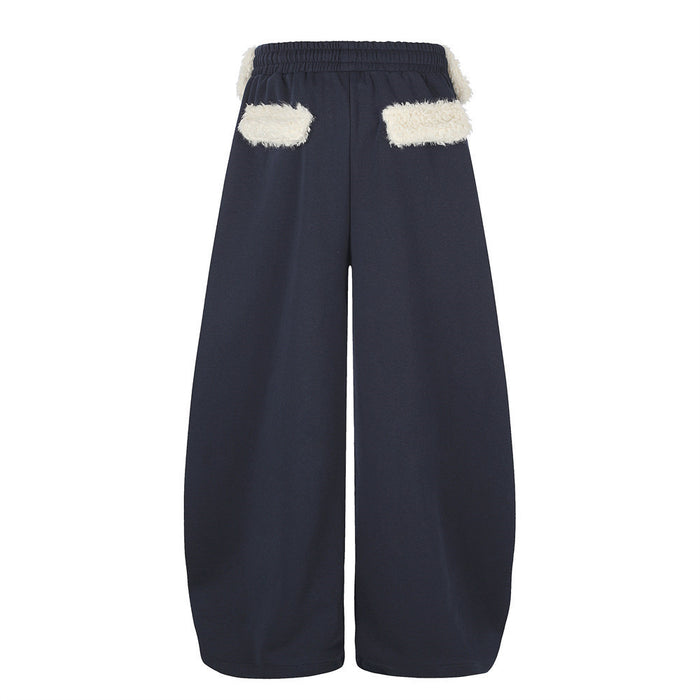 Wide-Leg Sweatpants with Star Embroidery & Sherpa Fold-Over Waistband