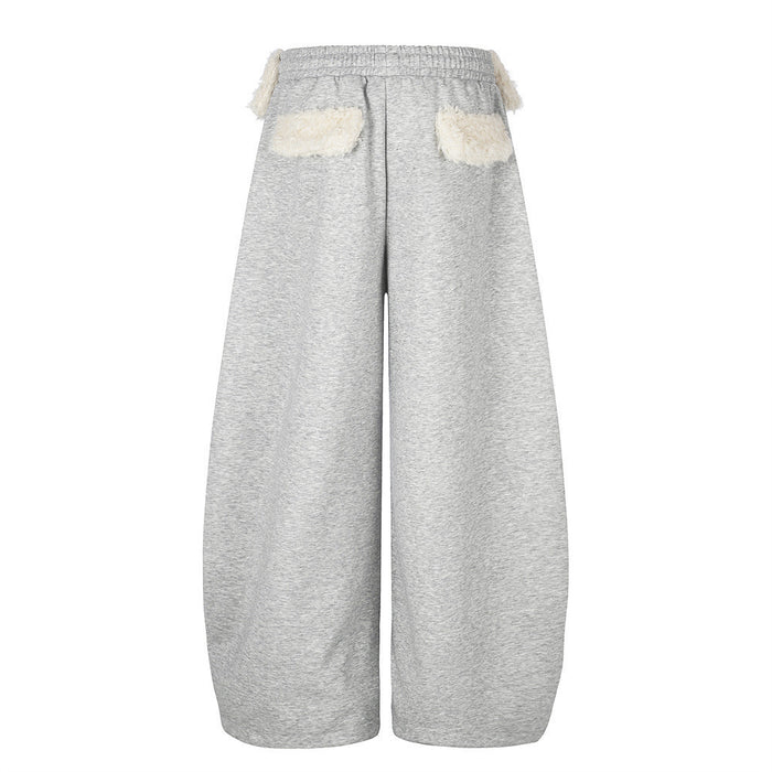Wide-Leg Sweatpants with Star Embroidery & Sherpa Fold-Over Waistband