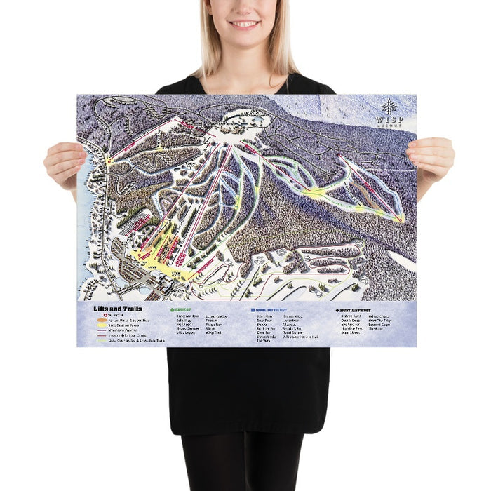 Wisp Resort Ski Trail Map, Maryland