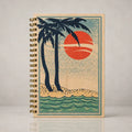 Wood Notebook Sunset Palm
