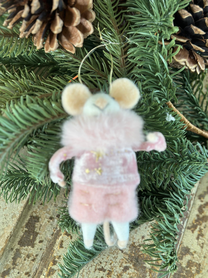Wool Felt Mouse Pink Fluffy sweater