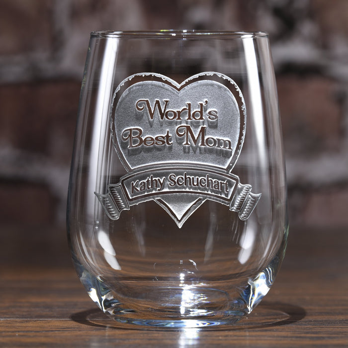 World's Best Mom Stemless Wine Glass