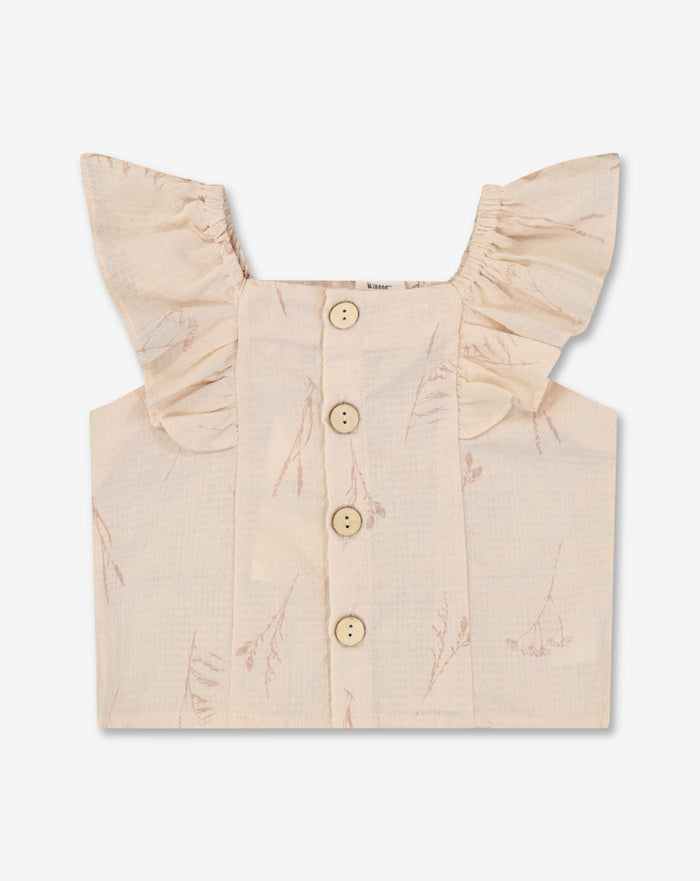 Woven Top With Raffels Straps H