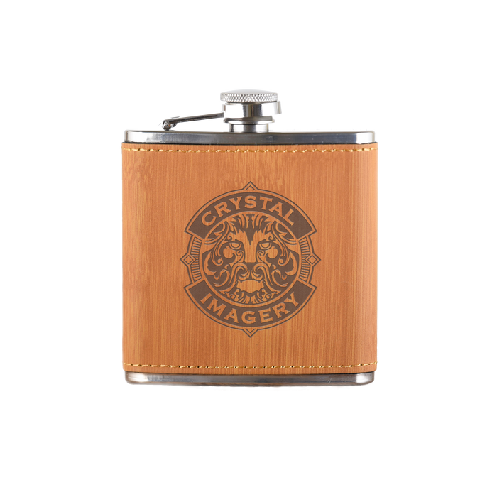 Your Logo, Bamboo Pocket Flask Engraved