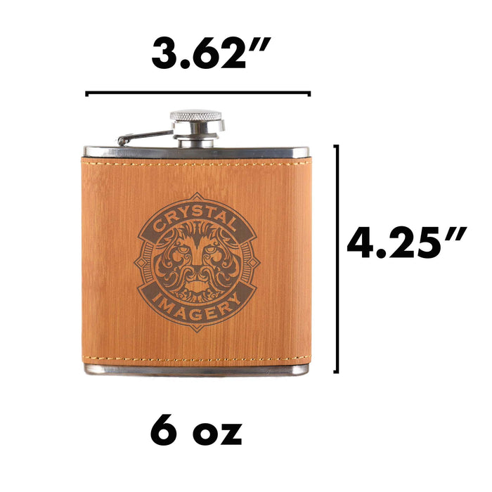 Your Logo, Bamboo Pocket Flask Engraved