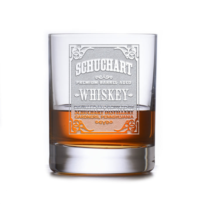 Your Whiskey Label, Engraved Stolzle Crystal Rocks, DOF Glass