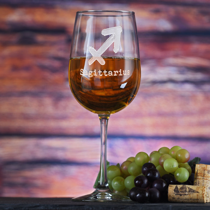 Zodiac Sign, Engraved Wine Glass Gift