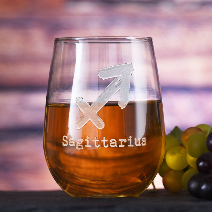 Zodiac Sign, Stemless Wine Glass, Birthday Symbol Gifts